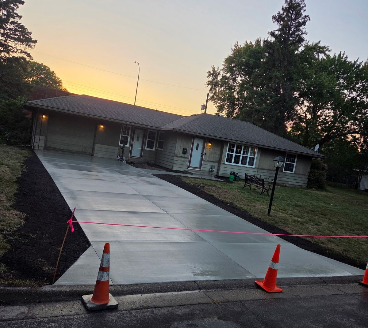 Golden hour residential driveway pour