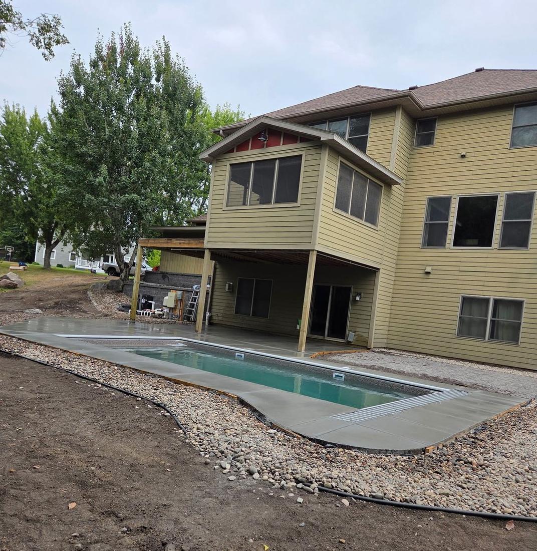Walkout basement pool surround